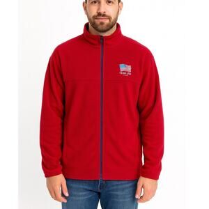 Team USA Olympic Fleece Jacket Men’s Unisex L Red Full Zip Mock Neck Casual